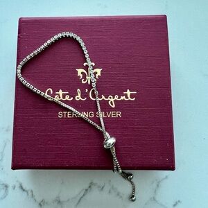 COTE D'ARGENT 925 STERLING SILVER CUBIC ZIRCONIA ADJUSTABLE TENNIS BRACELET